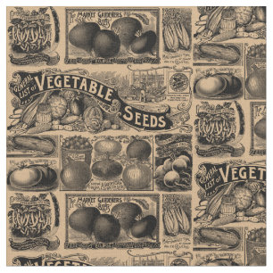 Tissu Vintage Farmers Market Motif de jardin végétal