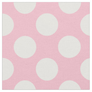 Tissu Vintage Grand Pois Blanc Pastel Rose Motif