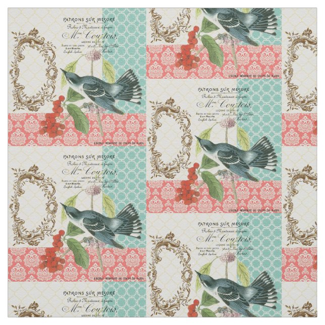Tissu Vintage moderne pour oiseaux (Échantillon)