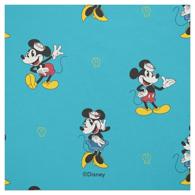 Tissu Vintage Nautical Mickey & Minnie Mouse Pattern (Échantillon)