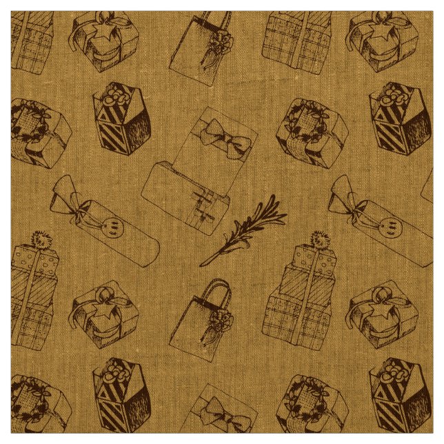 Tissu vintage noël boîte cadeau motif (Échantillon)