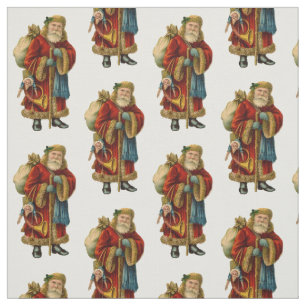 Tissu Vintage Noël Vieux Monde Père Noël Motif