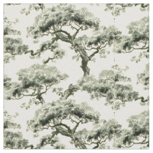 Tissu Vintage Oriental Japonais Bonsai Tree Motif