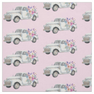 Tissu Vintage Pickup Truck Russe Motif aquarelle