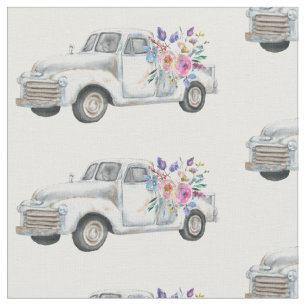 Tissu Vintage Pickup Truck Russe Motif aquarelle