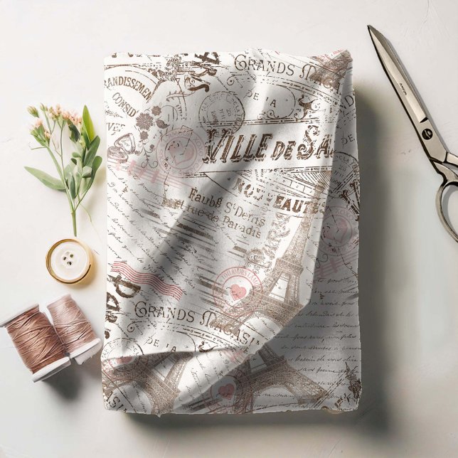 Tissu Vintage Romance Collage rose ID226 (Créateur téléchargé)