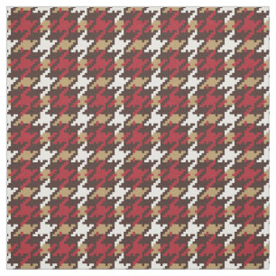 Tissu Vintage rouge or brun houndstooth plaid motif