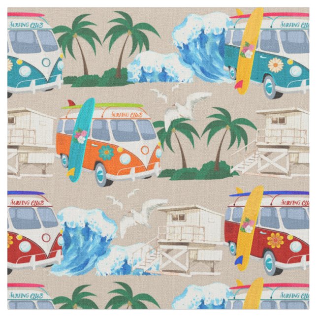 Tissu vintage Van Surf beige Fabric (Close Up)