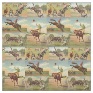 Tissu Vintage Western Rodeo Événements Cowboys Horses