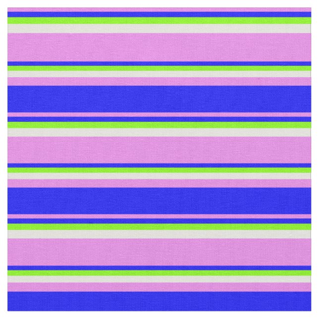 Tissu Violet, Bleu, Chartreuse & Lignes Cyan Légères (Fermer)