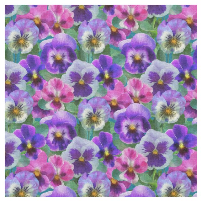 Tissu Violets colorés Pansy Flowers Motif (Fermer)