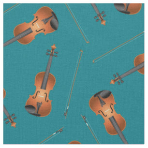 Tissu Violons Musique Musicien Salle Décor Turquoise