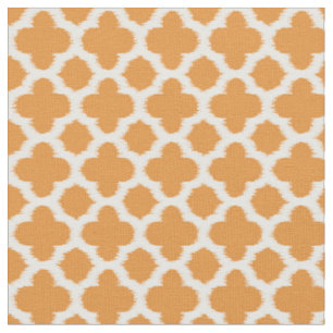 Tissu Vive vive Orange Blanc Ikat Quatrefoil Motif