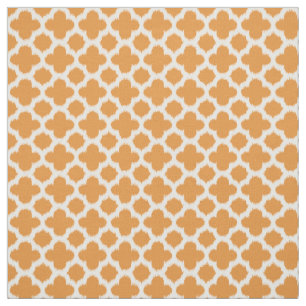 Tissu Vive vive Orange Blanc Ikat Quatrefoil Motif