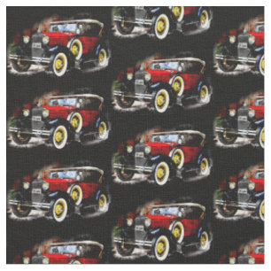 Tissu Voiture rouge Vintage en noir 