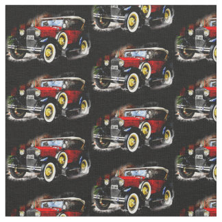 Tissu Voiture rouge Vintage en noir 