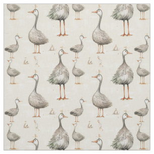 Tissu Vol de fantaisie : Oies blanches