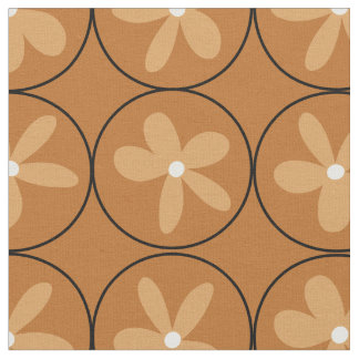 Tissu Warm Mustard Floral Tile - Combed Cotton Fabric