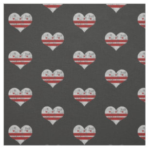 Tissu Washington D.C. Flag Hearts vintage
