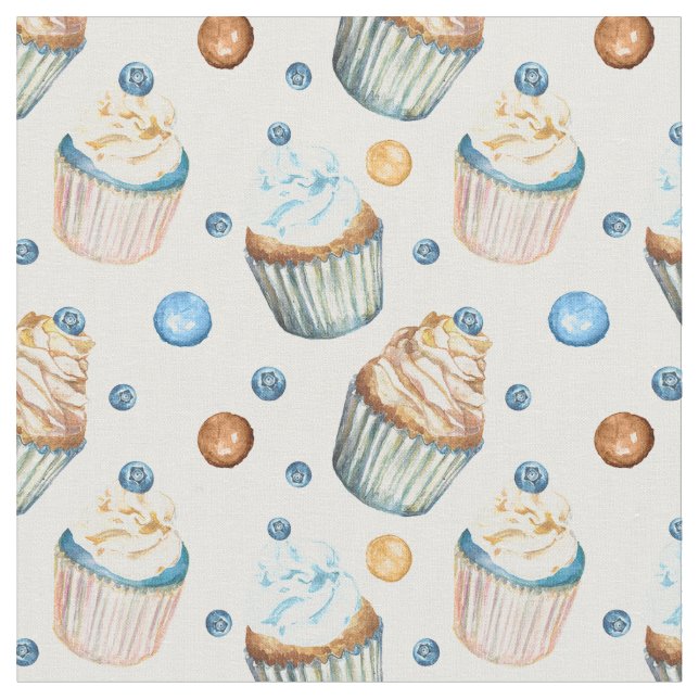 Tissu Watercolor cupcakes (Fermer)