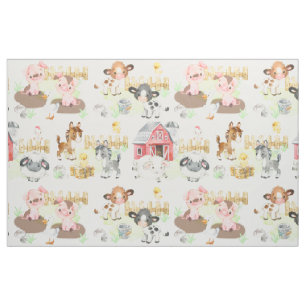 Tissu Watercolor Farm Animaux Baby Nursery