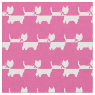 Tissu West Highland Terrier Chien Silhouette Animal rose