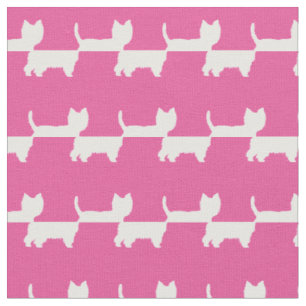 Tissu West Highland Terrier Chien Silhouette Animal rose