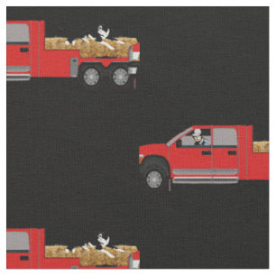 Tissu Western Ranch Cowboy en camion avec foin et chien