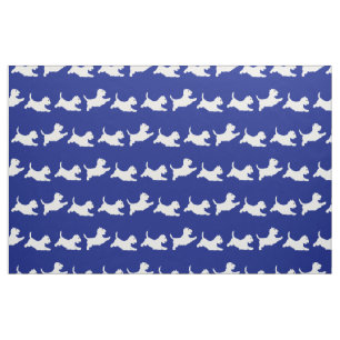 Tissu Westies courant sur du bleu