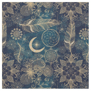 Tissu Whimsy Gold Parties scintillant Dreamcatcher Plume