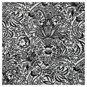 Tissu William Morris indien, blanc et noir