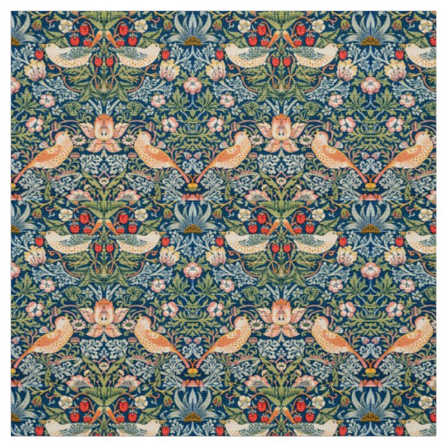 Tissu William Morris Strawberry Thief Motif floral (Échantillon)