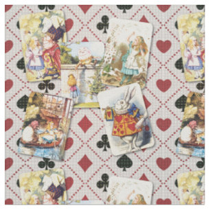 Tissu Wonderland Cards avec Alice et son ami magique