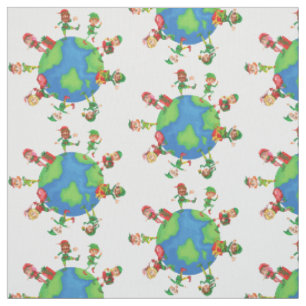 Tissu xmas santa claus elves