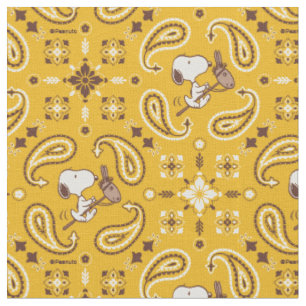 Tissu Yeehaw ! Snoopy Cowboy montant son Cheval à Bascul