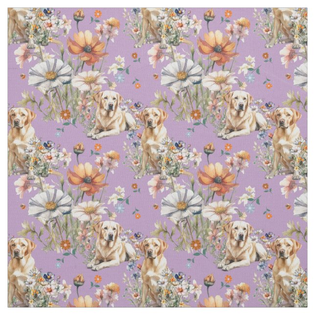 Tissu Yellow Labrador Dogs Seamless Pattern (Échantillon)