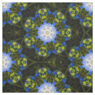 Tissu Yeux Bleu Bébé Fleurs de Printemps Kaléidoscopique