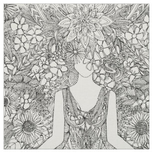 Tissu yoga noir vintage de jardin de lotus floral
