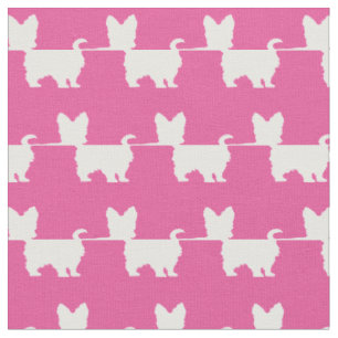 Tissu Yorkshire Terrier Chien Silhouette Pet Yorkie rose