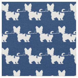 Tissu Yorkshire Terrier Chien Silhouette Yorkie Marine B