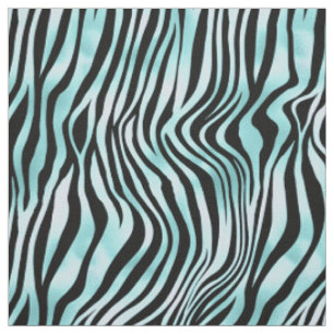 Tissu Zèbre turquoise et noire