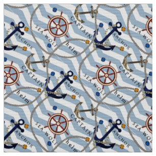 Tissu Zigzag blanc bleu de rayure de gouvernail de