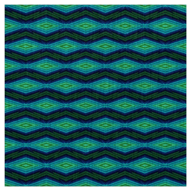 Tissu Zigzag géométrique moderne motif bleu et vert (Échantillon)
