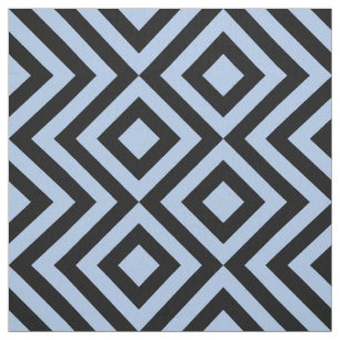 Tissu Zigzags bleu-clair et noirs et diamants