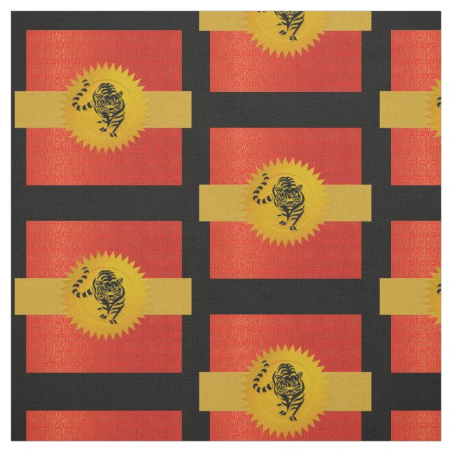 Tissu Zodiac chinois tigre | Rouge, or et noir (Échantillon)