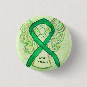 Tissue Donation Awareness Ribbon Angel Buttons