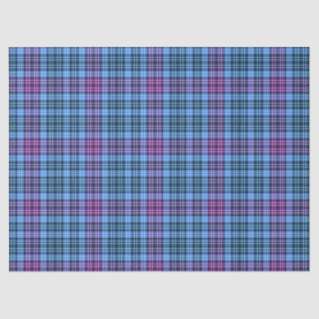 Tissue or Decoupage Paper-Tartan Pink Purple Blue Tissue Paper (Front)