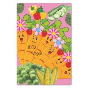 Tissue Paper 100% Vegan Carrots Peas Floral