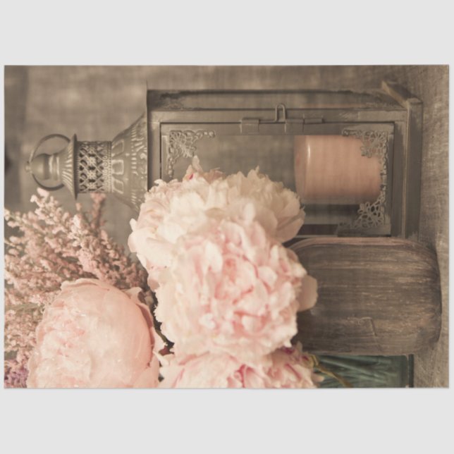 Tissue Paper 20x30 Pink Peonies and Lantern Set 2 (Front)