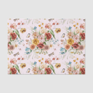 Tissue Paper (3) Dutch Still Life Floral Pink